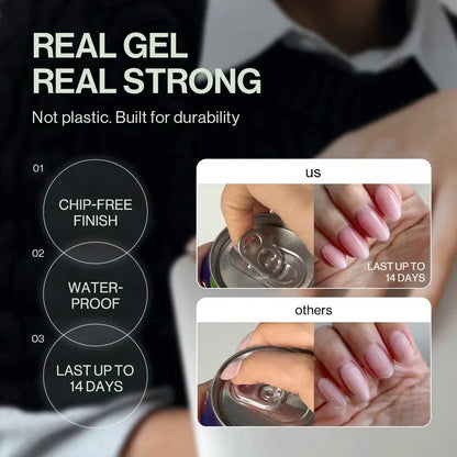 Gel Press On Nails | Lemon Chrome,Pure French,Mirror French | Mirror French | Salon-Quality, 100% Real Gel, No UV Lamp, No Glue, Non-Toxic | 3 Sizes, 24 Tips | Long Lasting press ons, K beauty nails