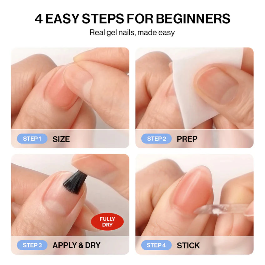 Gel Press On Nails | Lemon Chrome,Pure French,Mirror French | Mirror French | Salon-Quality, 100% Real Gel, No UV Lamp, No Glue, Non-Toxic | 3 Sizes, 24 Tips | Long Lasting press ons, K beauty nails