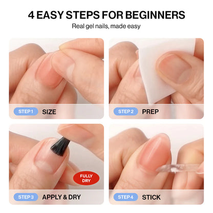 Gel Press On Nails | Lemon Chrome,Pure French,Mirror French | Mirror French | Salon-Quality, 100% Real Gel, No UV Lamp, No Glue, Non-Toxic | 3 Sizes, 24 Tips | Long Lasting press ons, K beauty nails