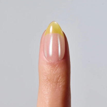 Gel Press On Nails | Lemon Chrome,Pure French,Mirror French | Mirror French | Salon-Quality, 100% Real Gel, No UV Lamp, No Glue, Non-Toxic | 3 Sizes, 24 Tips | Long Lasting press ons, K beauty nails